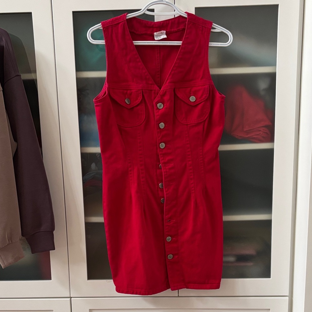 BONGO Vintage 1990’s Denim Dress Red SZ 9 fits like 4-6 Gorgeous!!❤️❤️